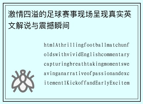 激情四溢的足球赛事现场呈现真实英文解说与震撼瞬间